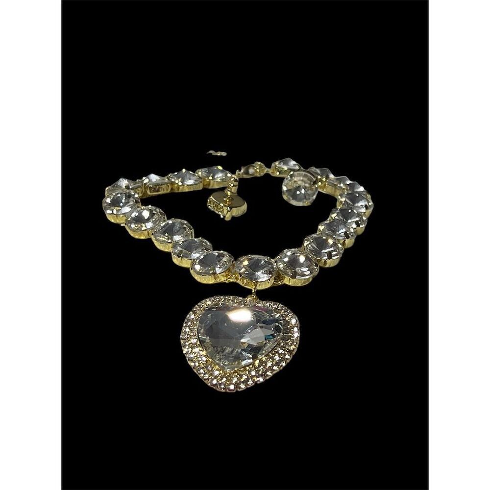 Rhinestone Heart Pendant Necklace & Earring Set​ - Picture 5 of 11
